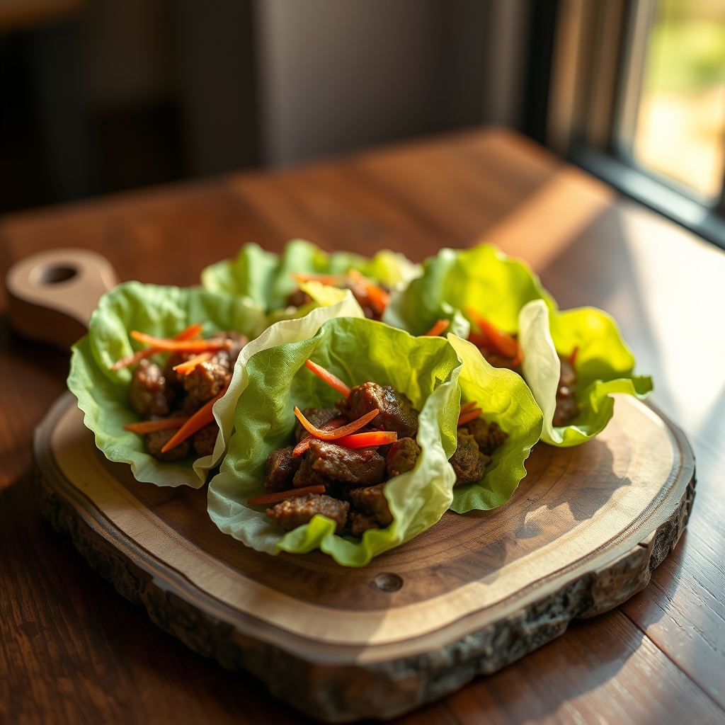 Close up of ingredients for beef lettuce wraps