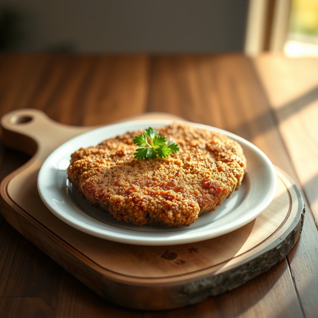 Breaded beef milanesa ready for frying