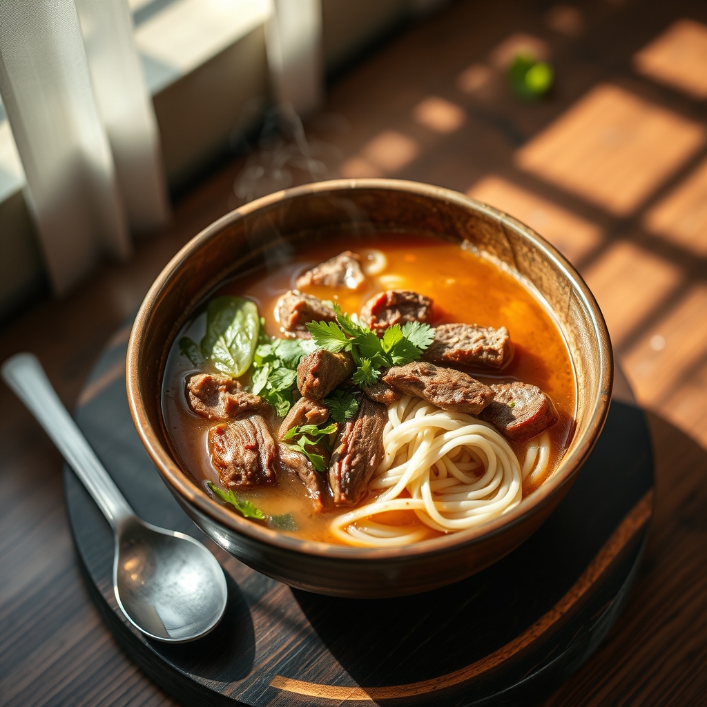 Bowl of Vietnamese Beef Noodle Soup (Pho Bo)