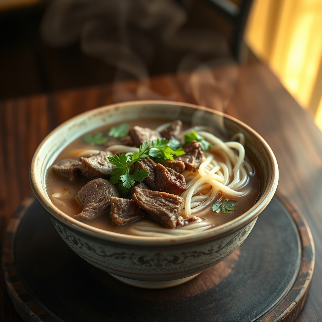 Close-up of Vietnamese Beef Noodle Soup ingredients