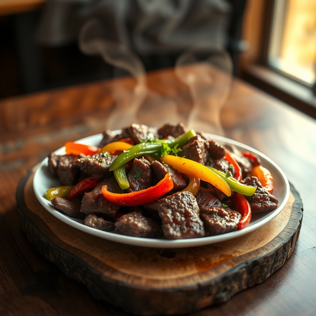 Beef Pepper Steak Plated