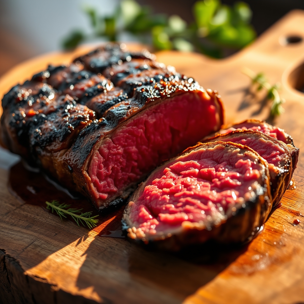 Pan-seared petite sirloin steak with garlic herb butter