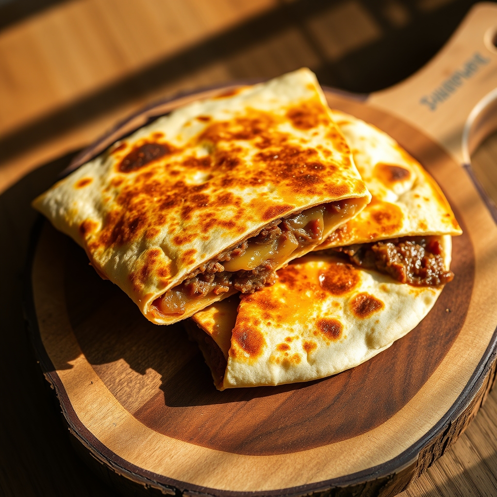 Delicious beef quesadilla on a plate