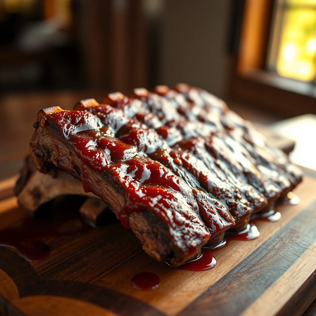 Close-up of tender beef back ribs