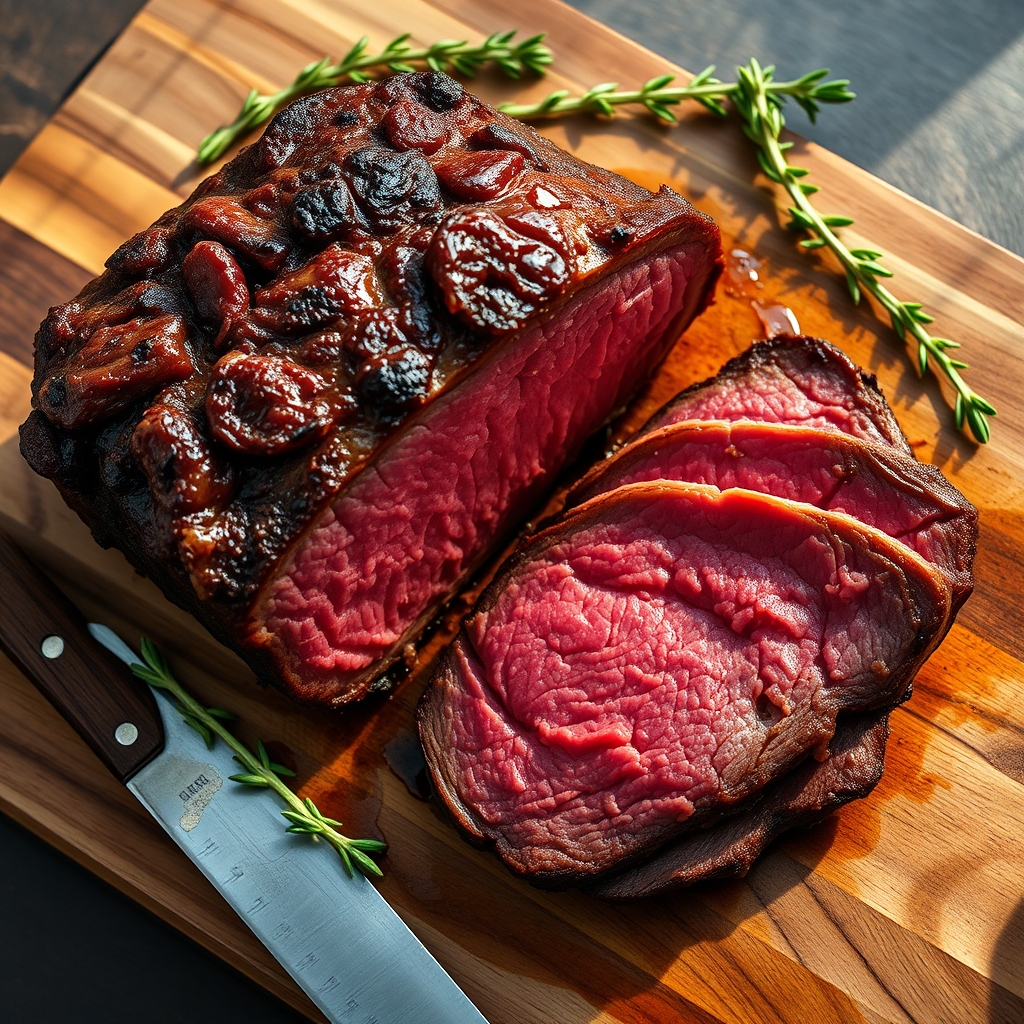 Perfectly roasted beef ribeye roast