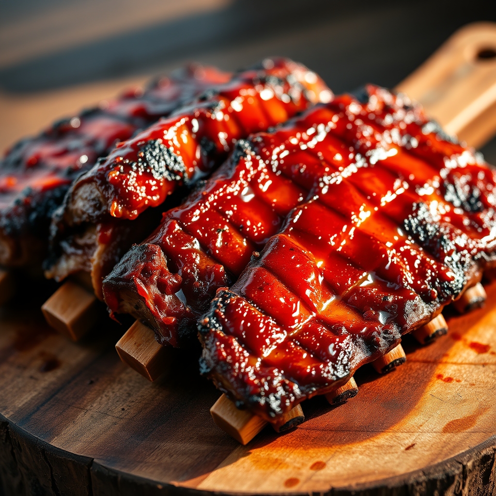 Perfectly grilled beef ribs on a grill