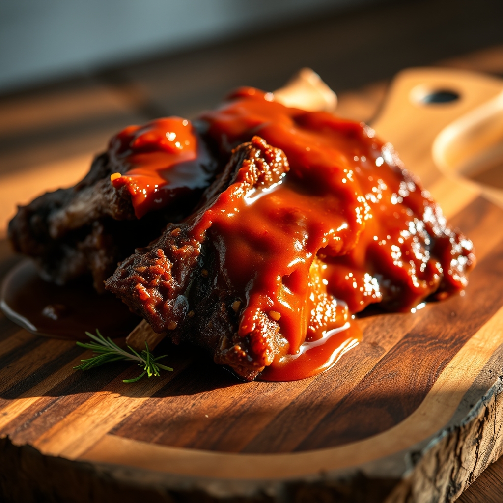 Oven-baked beef short ribs ready to serve