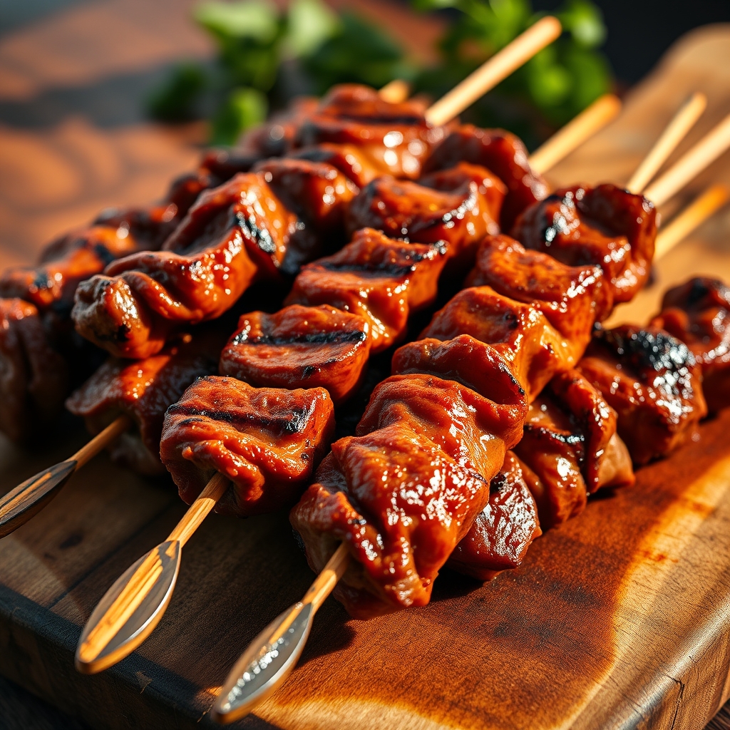 Delicious grilled beef skewers