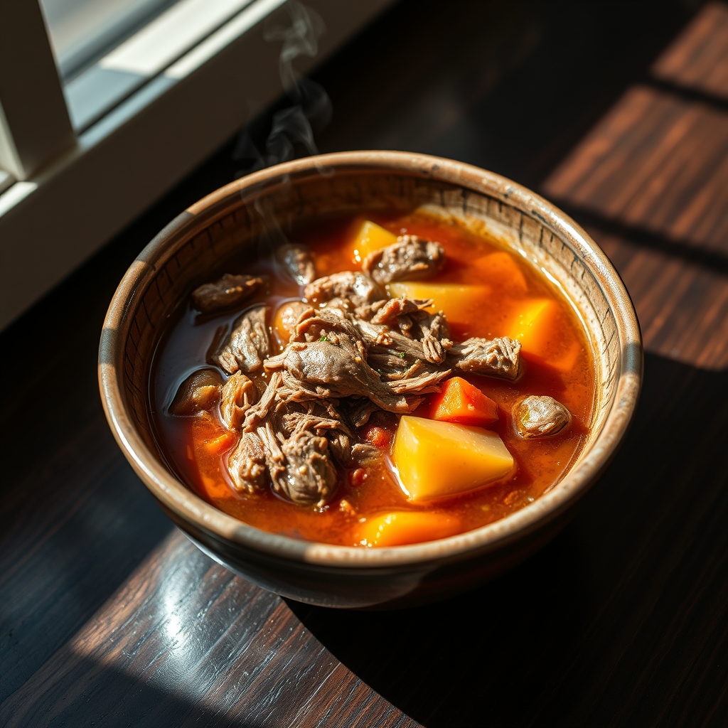 Beef bones simmering in a pot