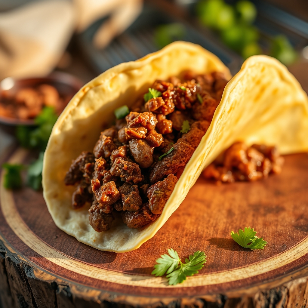 Delicious ground beef taco meat in a skillet