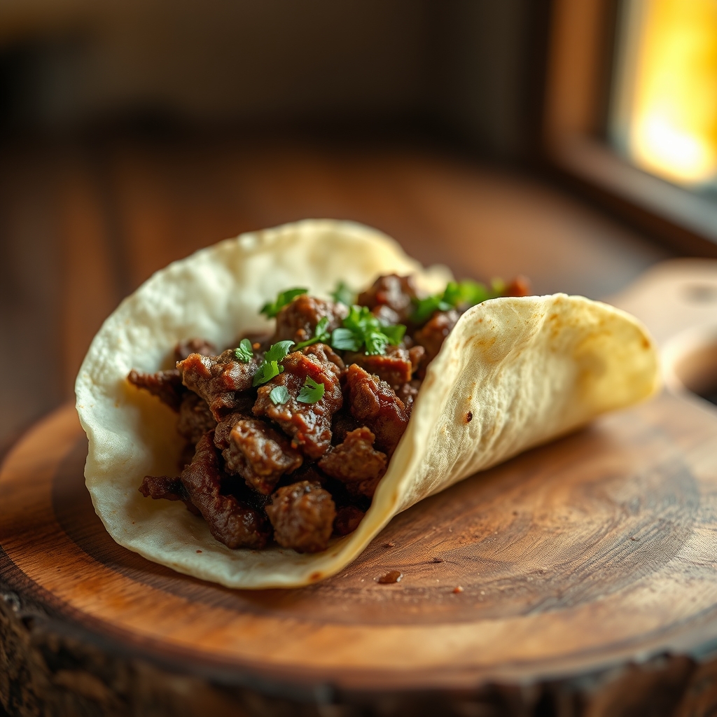 Ground beef taco meat being served in tortillas