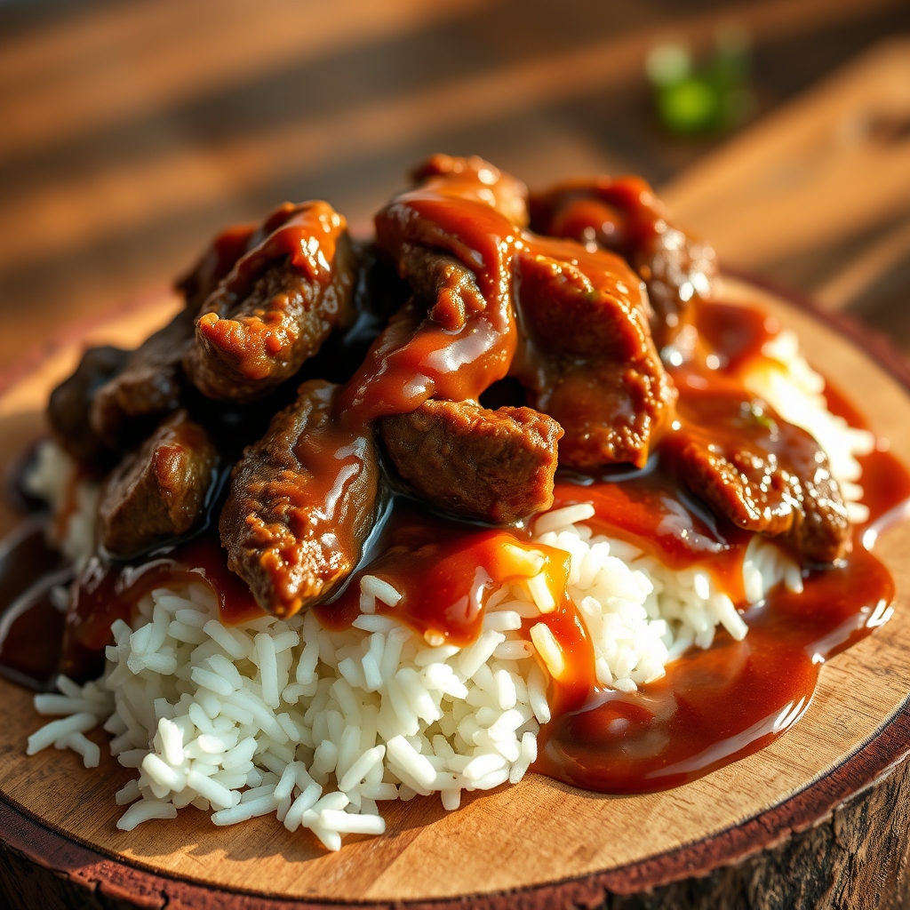 Delicious Beef Tips and Rice