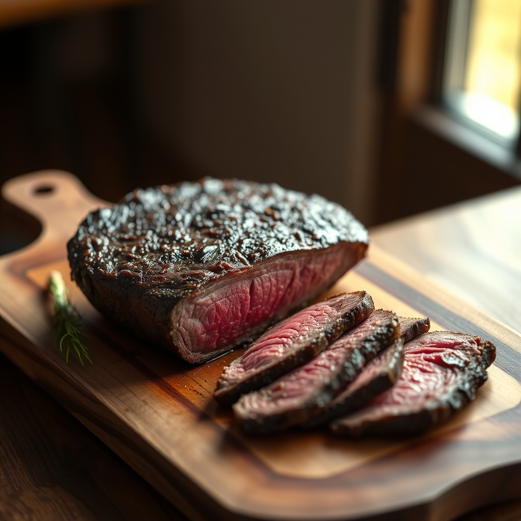 Beef tri-tip seasoned and ready for cooking