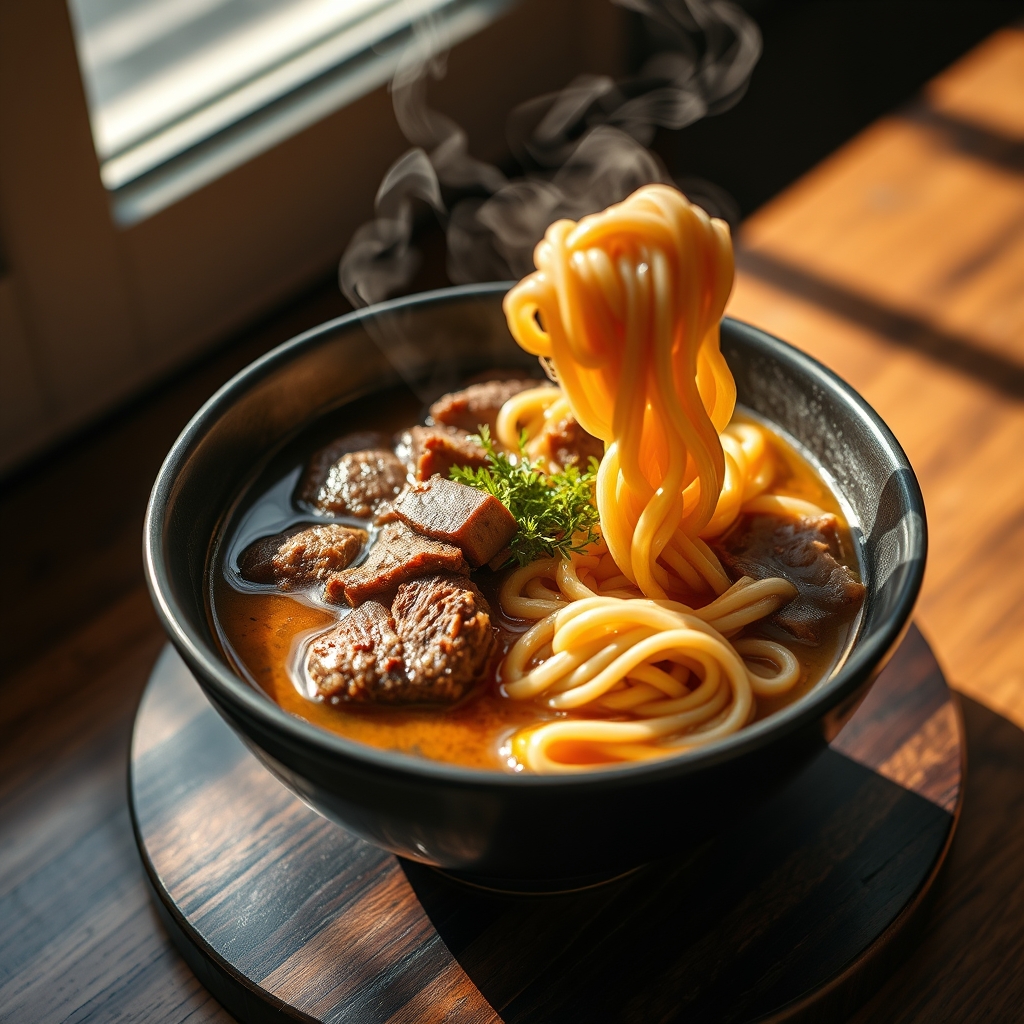 Savory Beef Udon Noodles