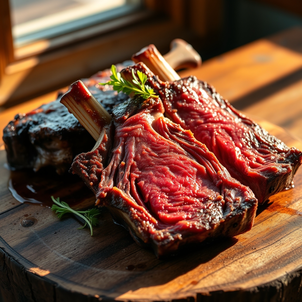 Boneless beef short ribs braised in a rich sauce