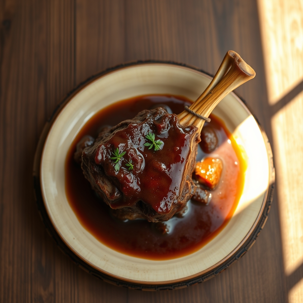 Beef Shank braising in liquid
