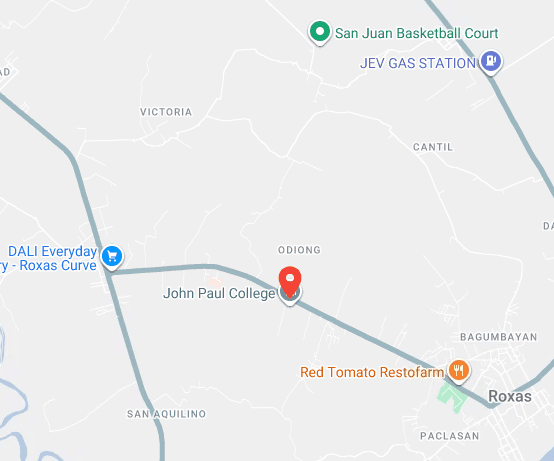 Map showing John Paul College in Roxas