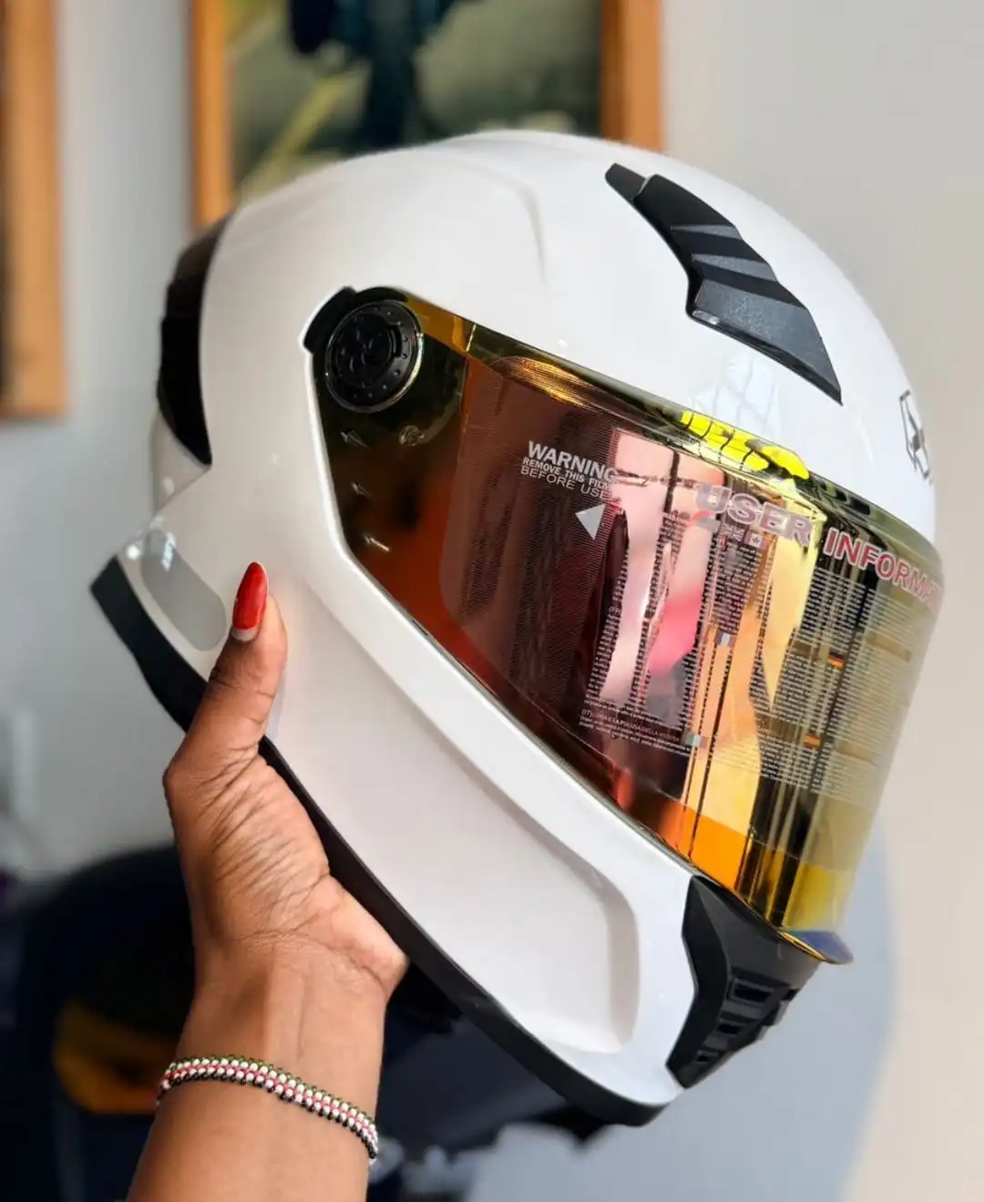 Tris Street Armor Full-Face Helmet – White image 4