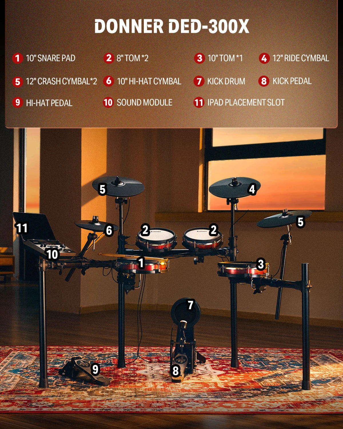 DONNER Electronic Drum Set DED 300X thumbnail 3