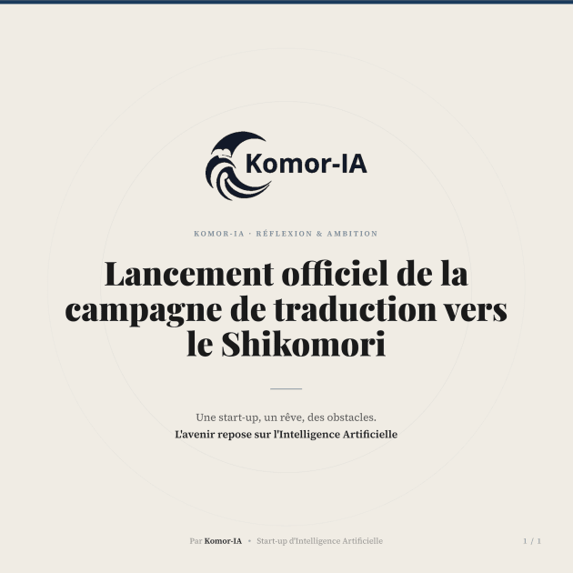 Lancement officiel de la campagne de traduction Français → Shikomori
