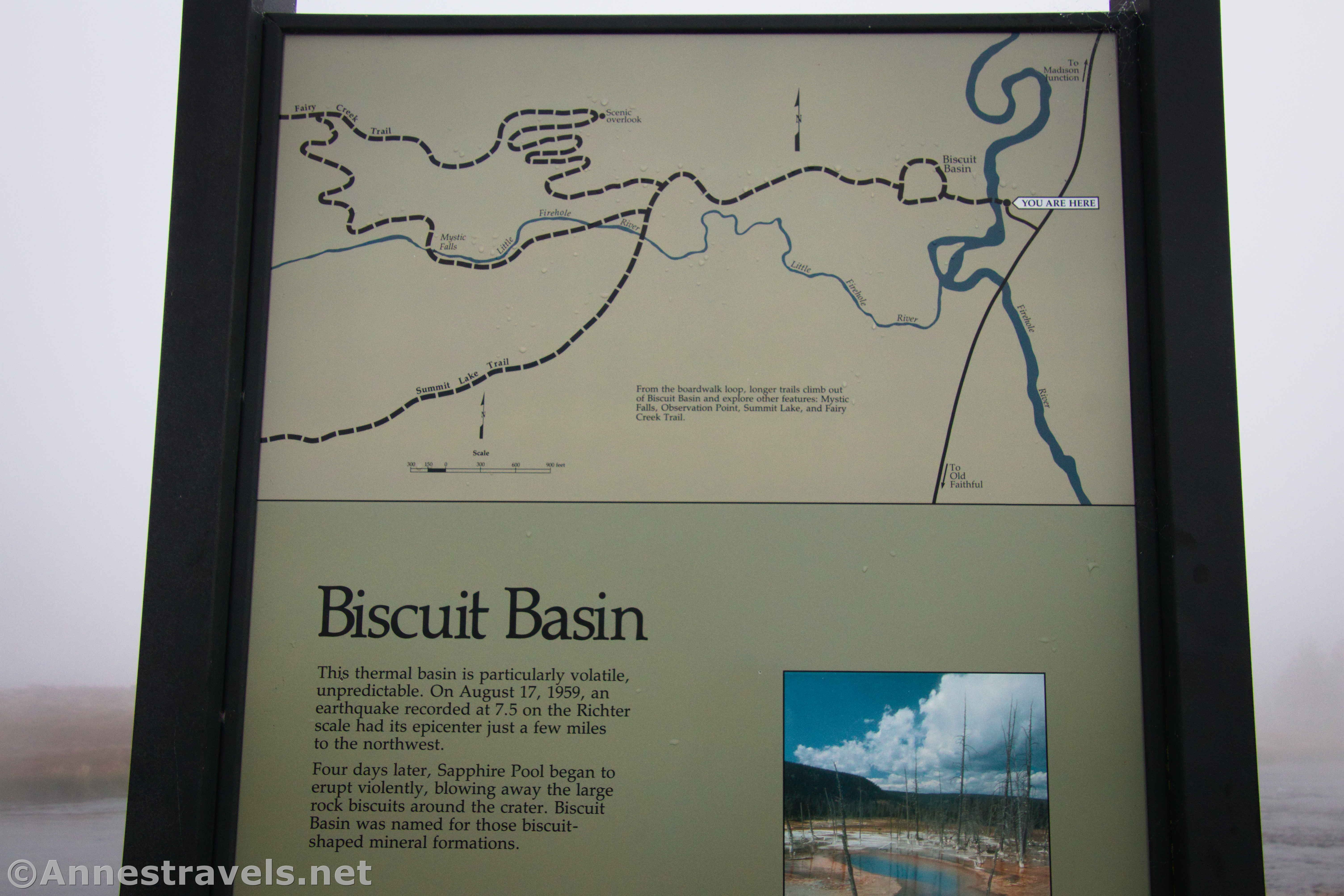 Map at the Biscuit Basin Trailhead, Yellowstone National Park, Wyoming