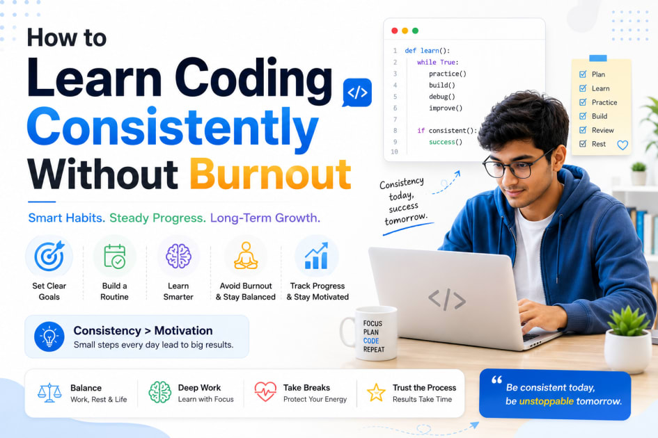 How to Learn Coding Consistently Without Burnout | Velonx Insights | Velonx