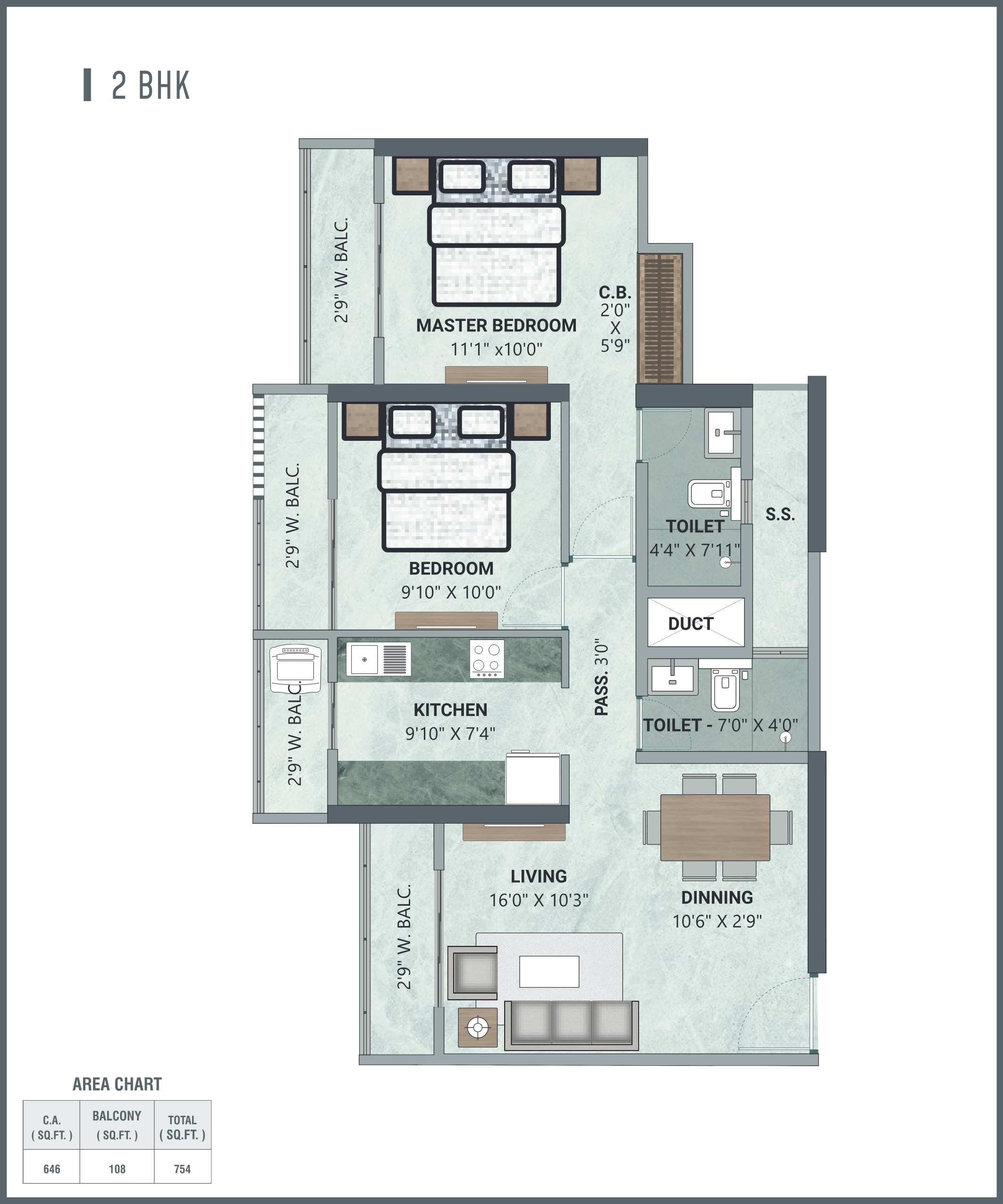 2 BHK Premium layout 2