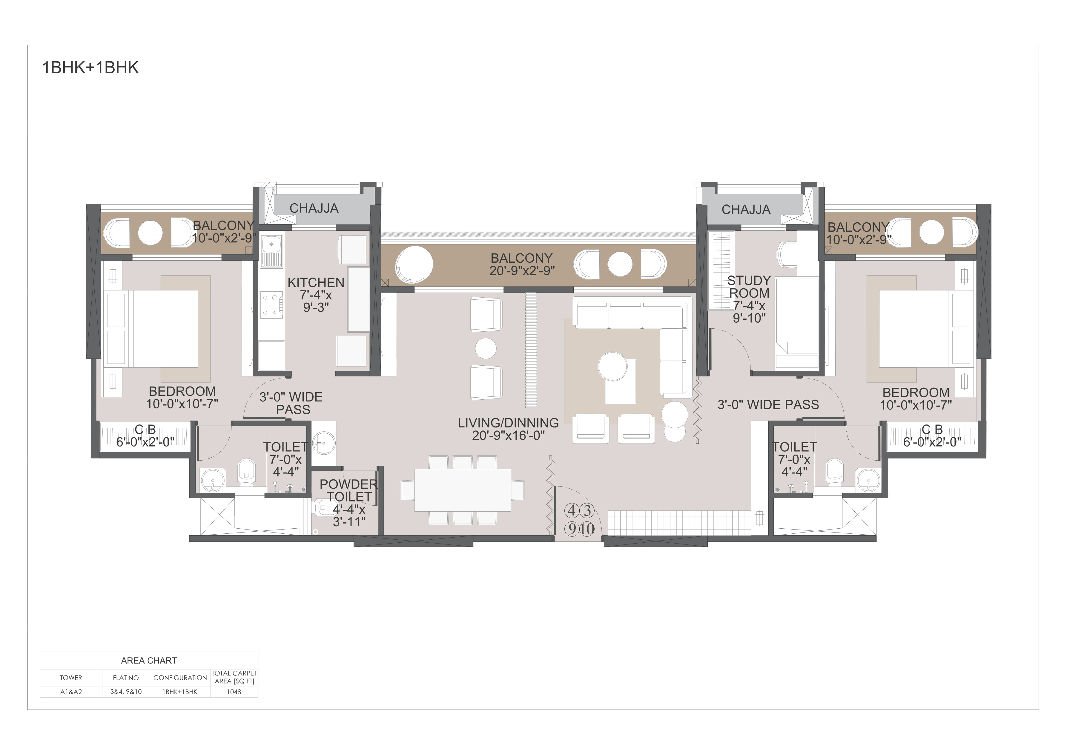 Atlantaa Enclave — Jodi 1+1 floor plan