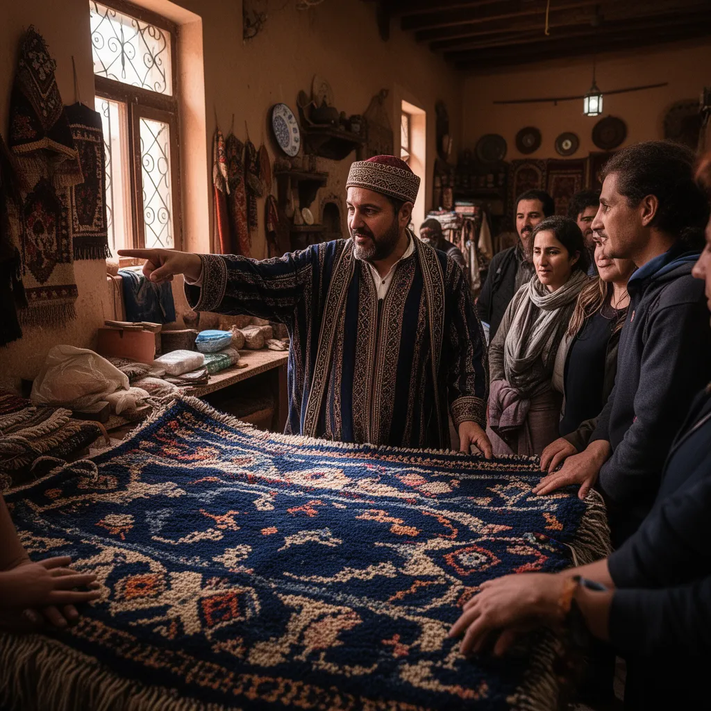 Morocco package deal flights hotel guided carpet tour in Fez medina with local artisan