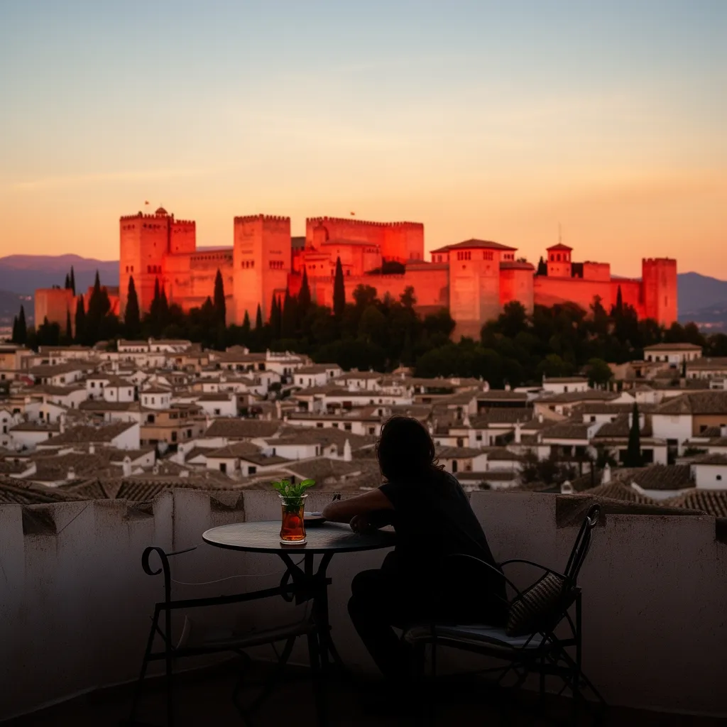 Sunset over the Alhambra in Granada Spain - inspiration for travel to Morocco and Spain itinerary