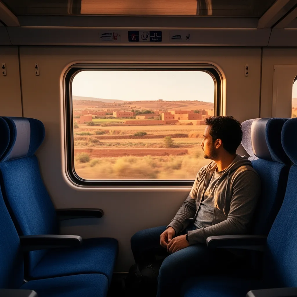 ONCF first-class train carriage between Casablanca and Marrakech