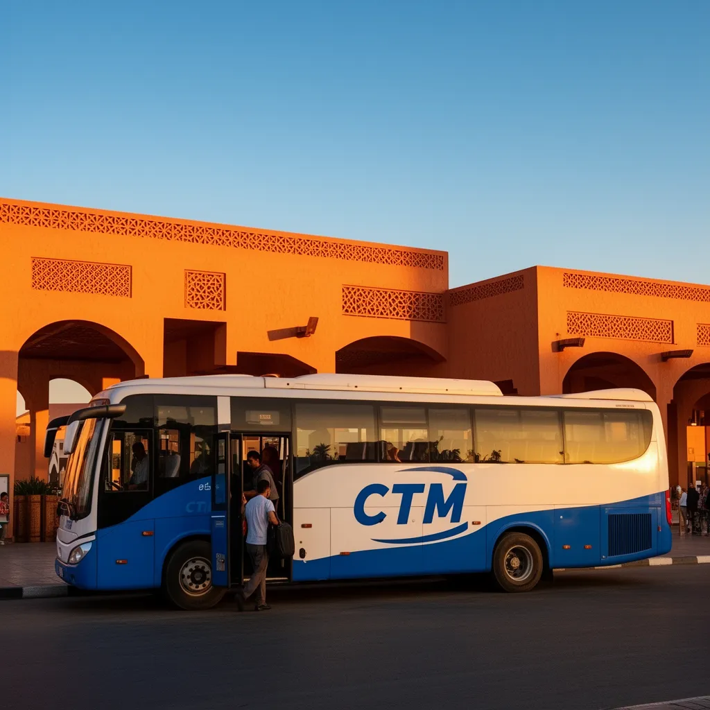 CTM coach at the Casablanca bus terminal bound for Marrakech