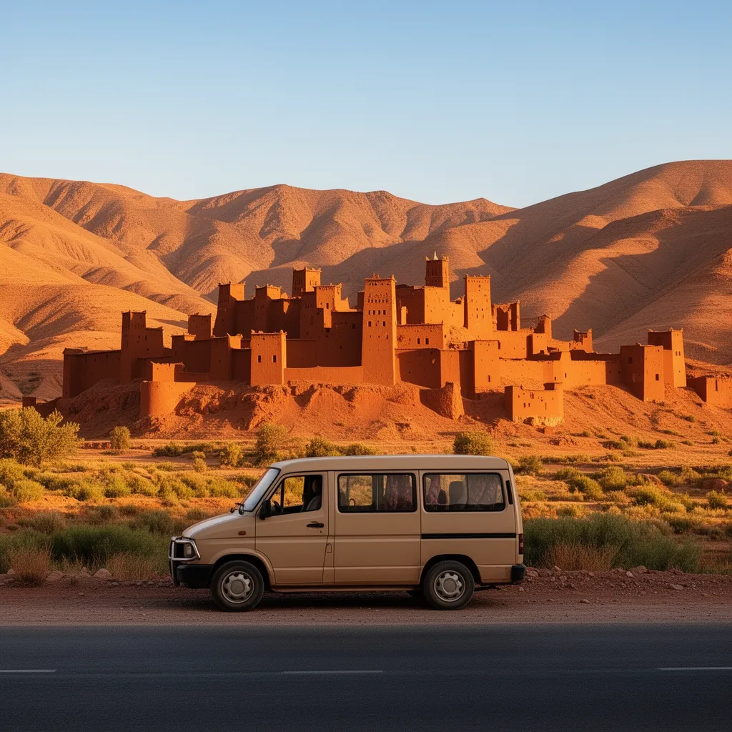 Scenic drive through the High Atlas mountains towards Aït Benhaddou ksar