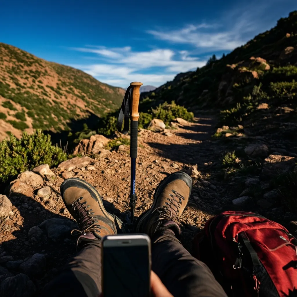 International travel insurance Morocco hiker: trekker's boots on rocky High Atlas path near Imlil needing adventure sports cover
