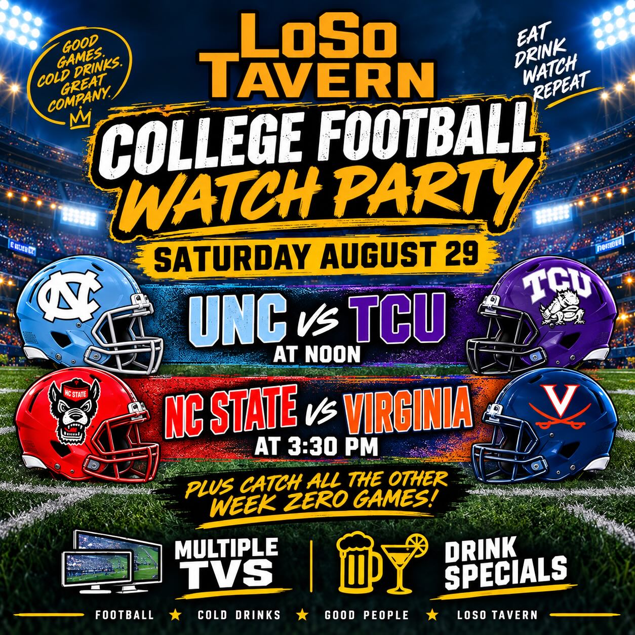 College Football Watch Party: UNC vs TCU