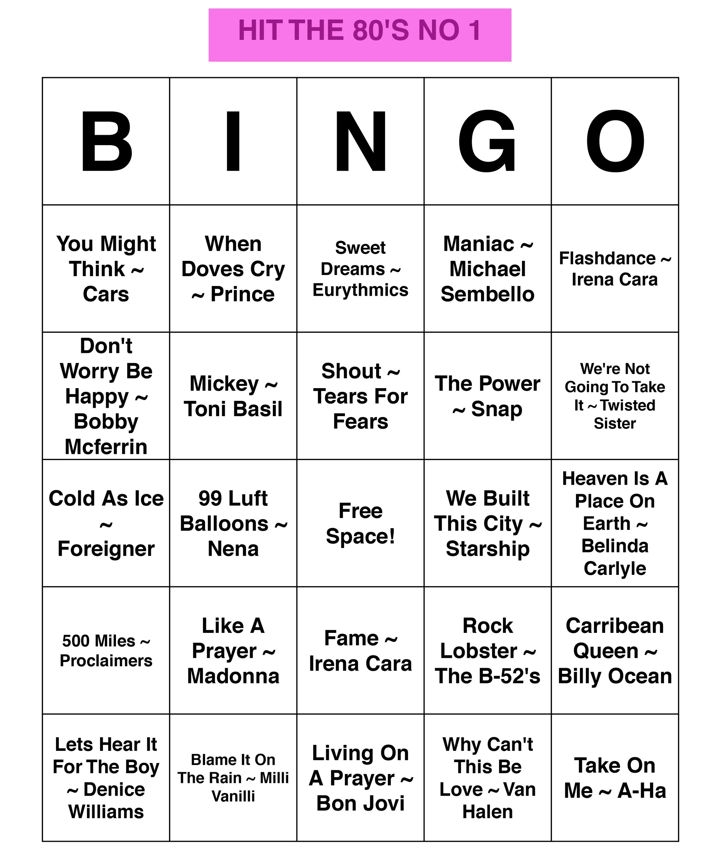 Music Bingo