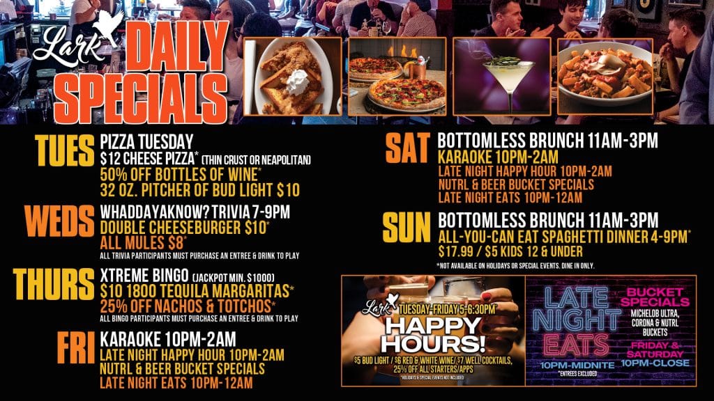 Saturday Drink & Food Specials