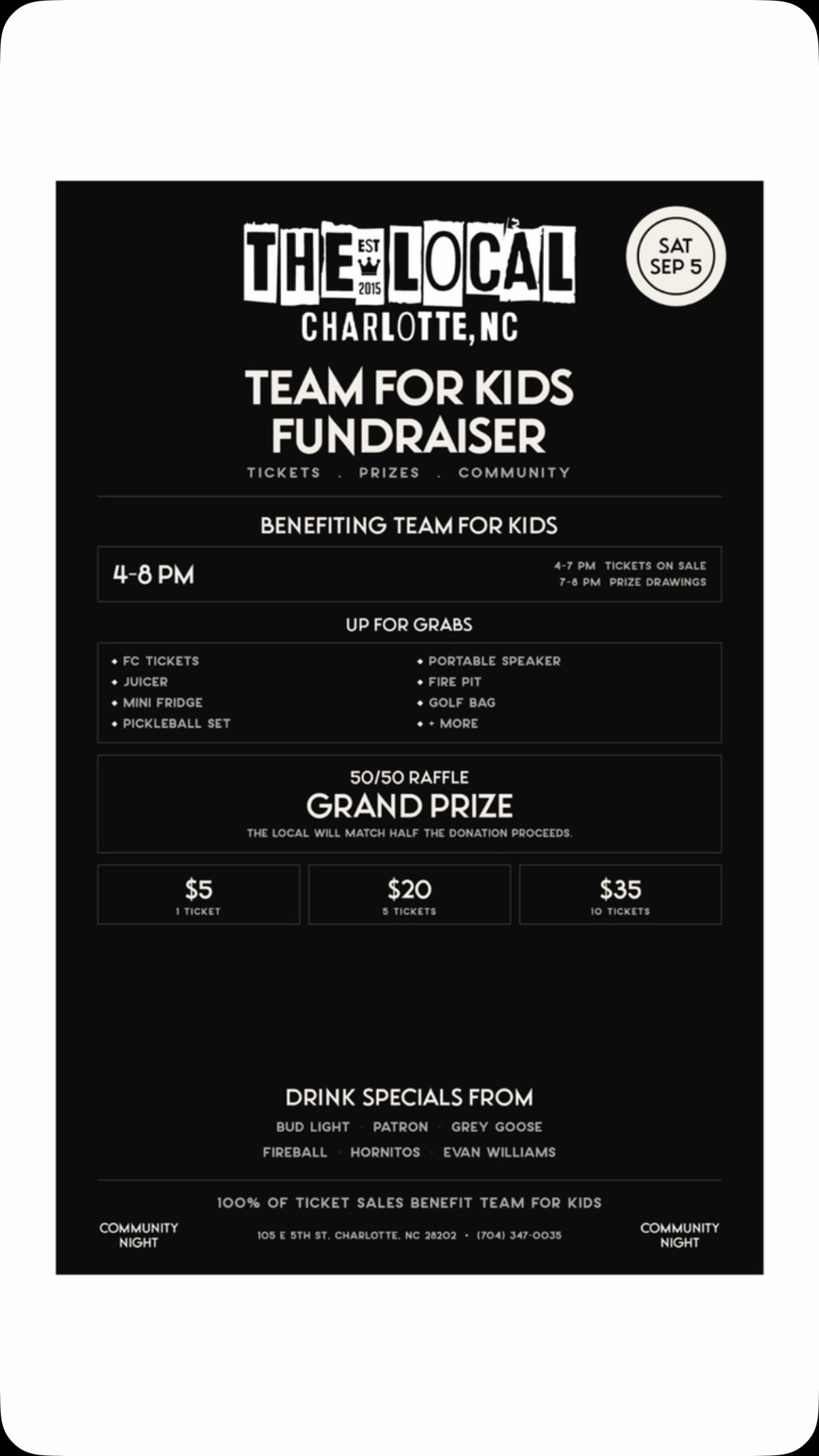 Team For Kids Fundraiser at The Local