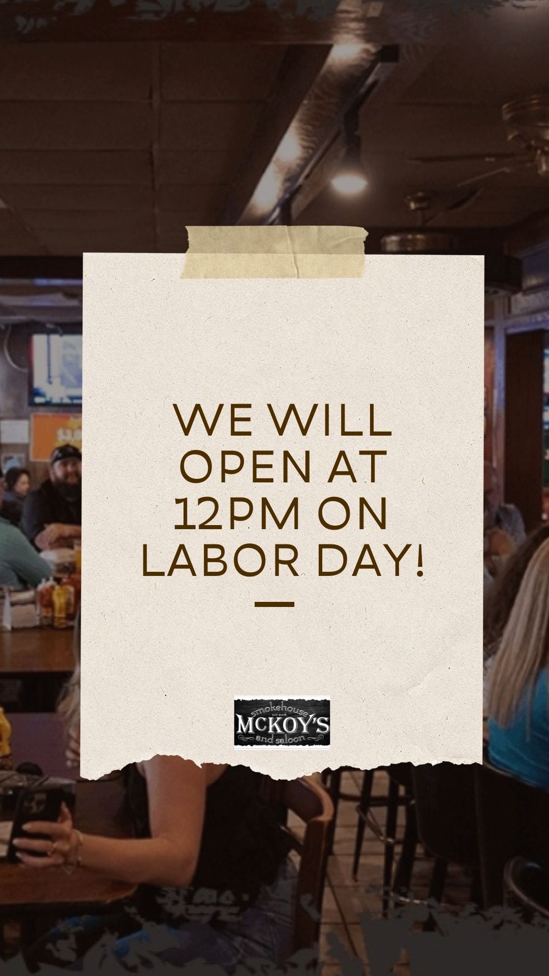 McKoy's Smokehouse Labor Day Opening