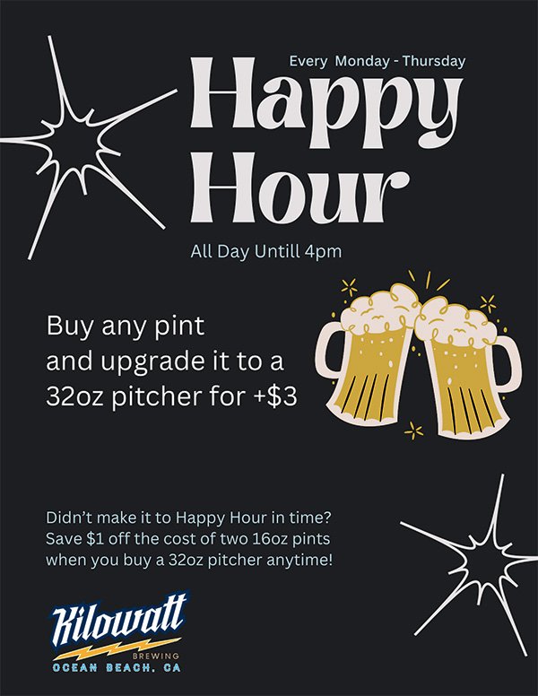 Monday–Thursday Happy Hour