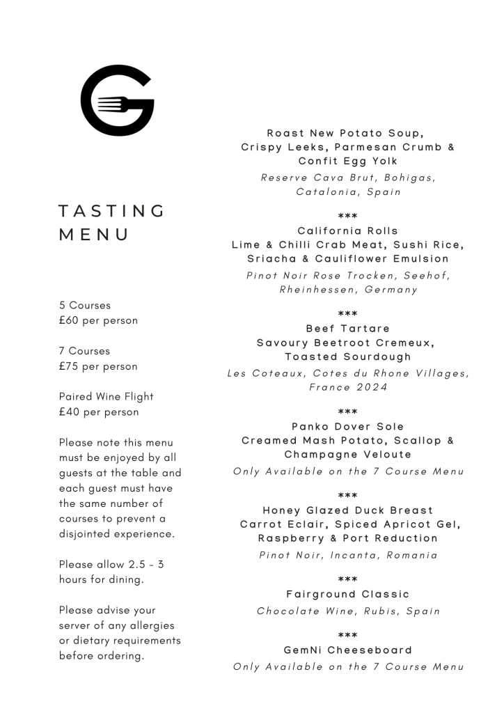 September Tasting Menu