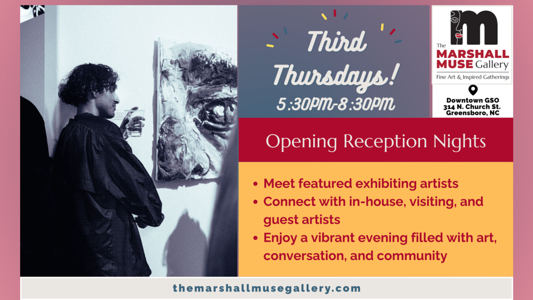 Gallery Hours: Third Thursdays 5pm-8:30pm