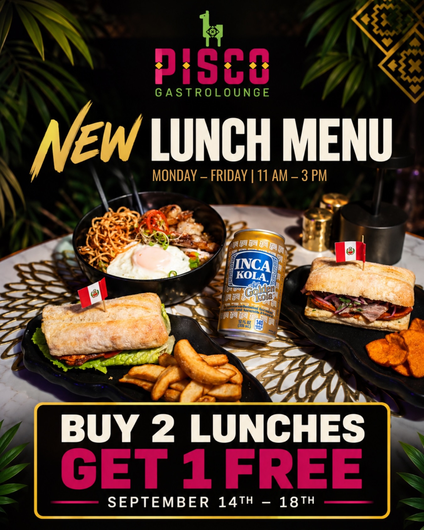 New Lunch Menu — Buy 2 Get 1 Free