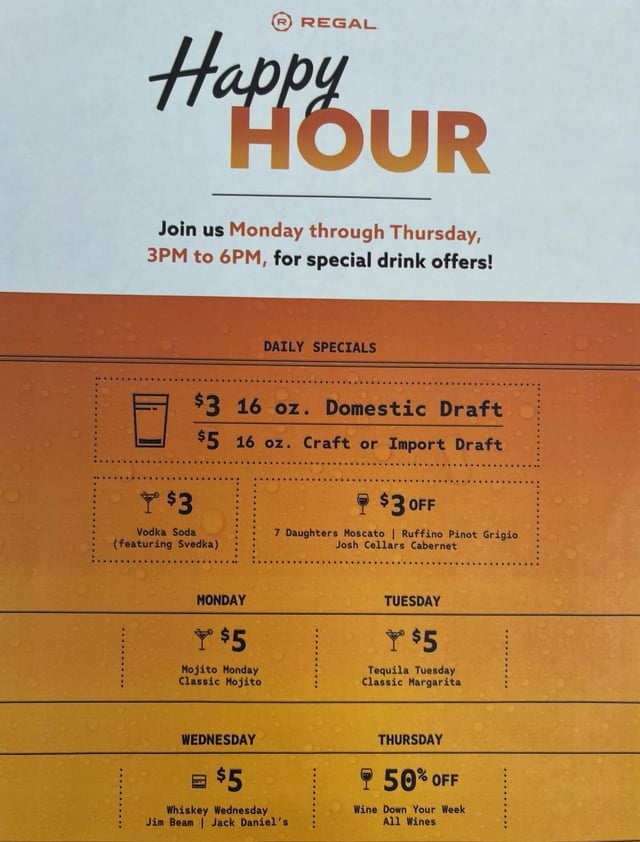 Weekday Happy Hour Menu