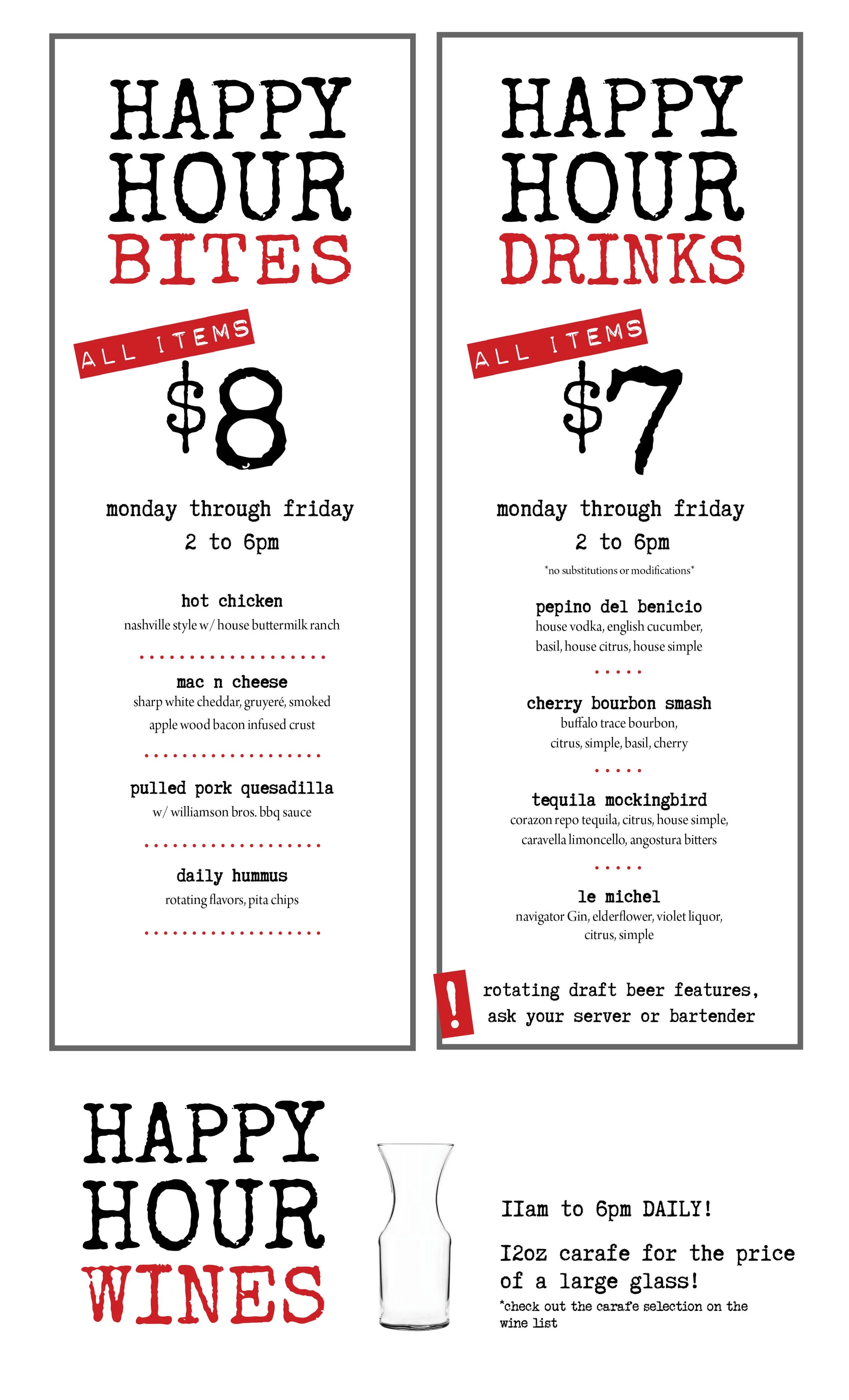 $5 Happy Hour Menu Items