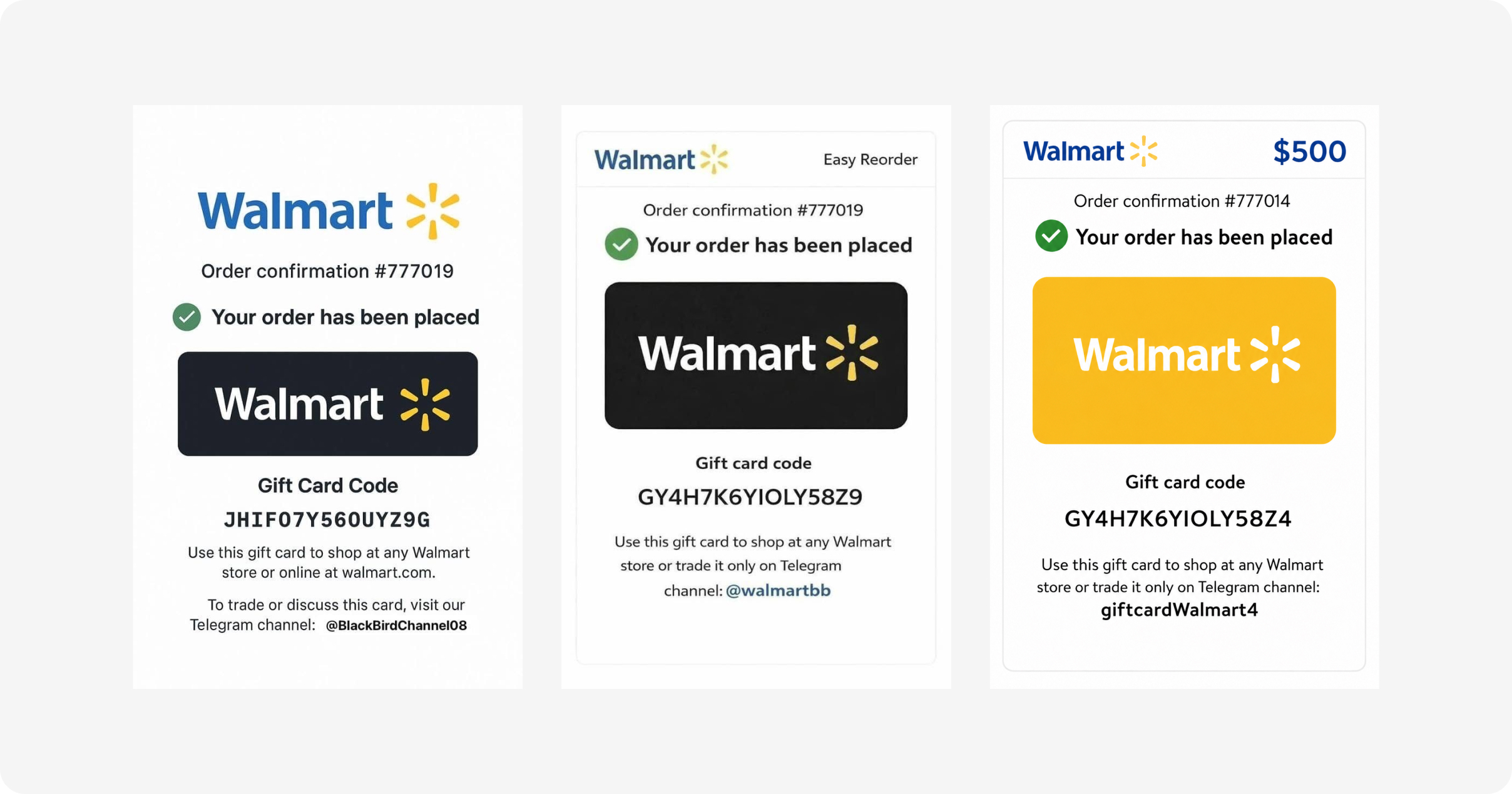 Fake Walmart gift card