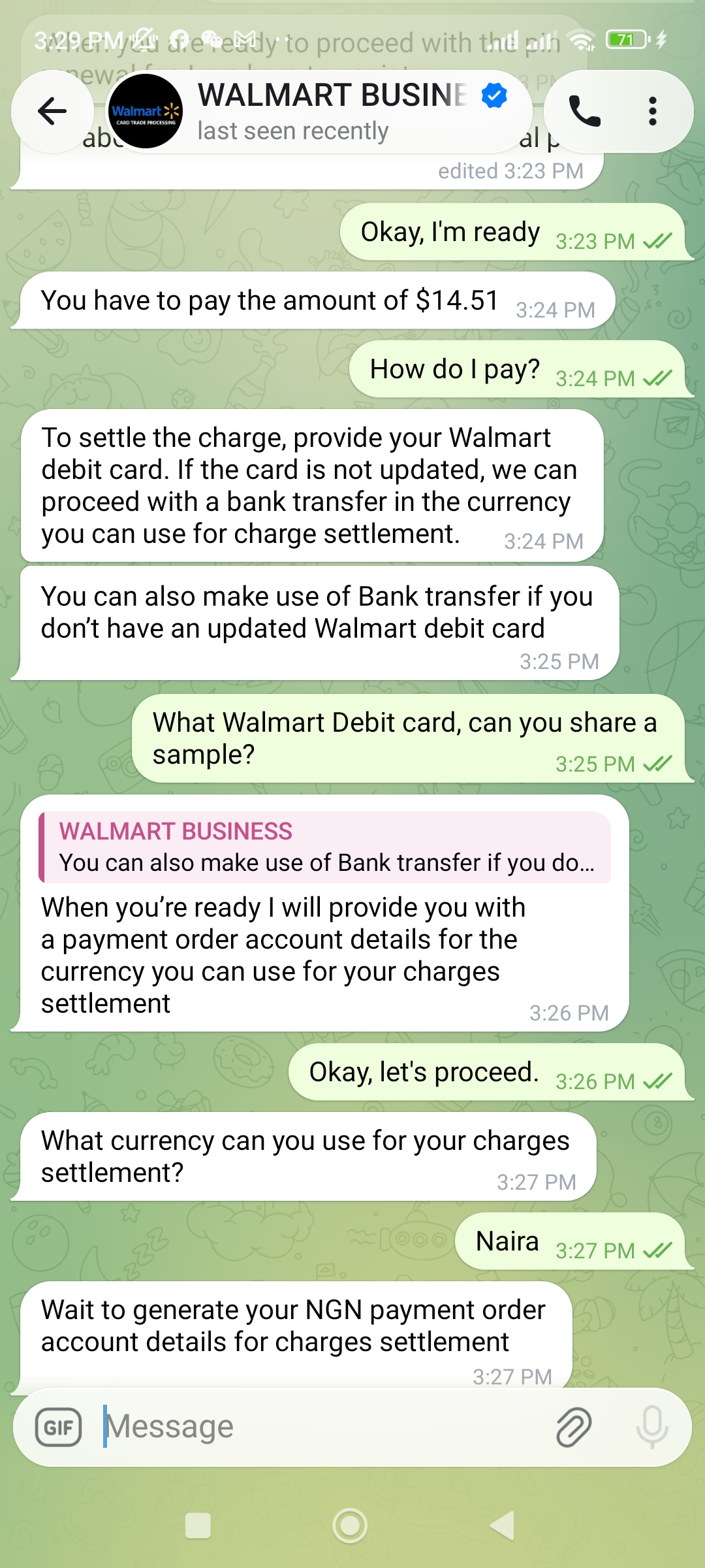 Fake Walmart Gift Card Chat