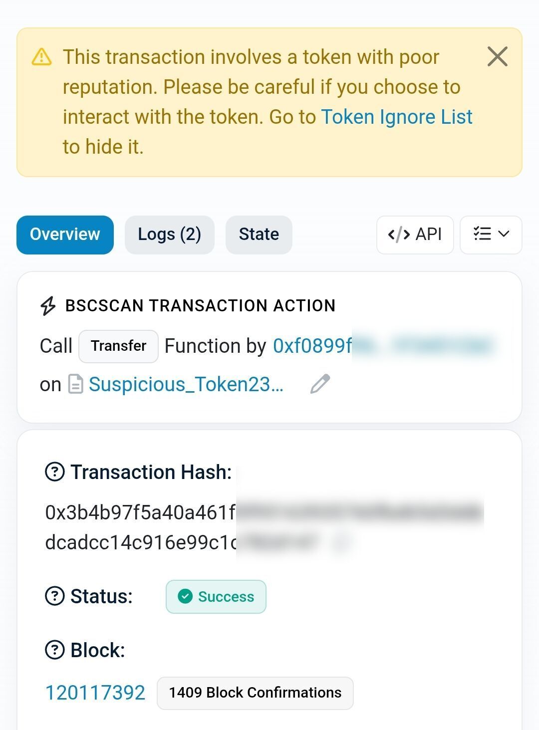 Suspicious Token Sample