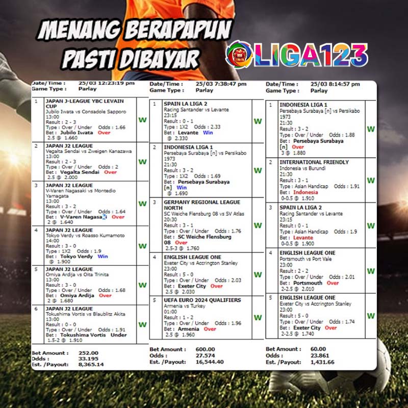 LIGA123 : Situs Daftar SBOBET Agen Judi Bola Resmi Taruhan Mix Parlay