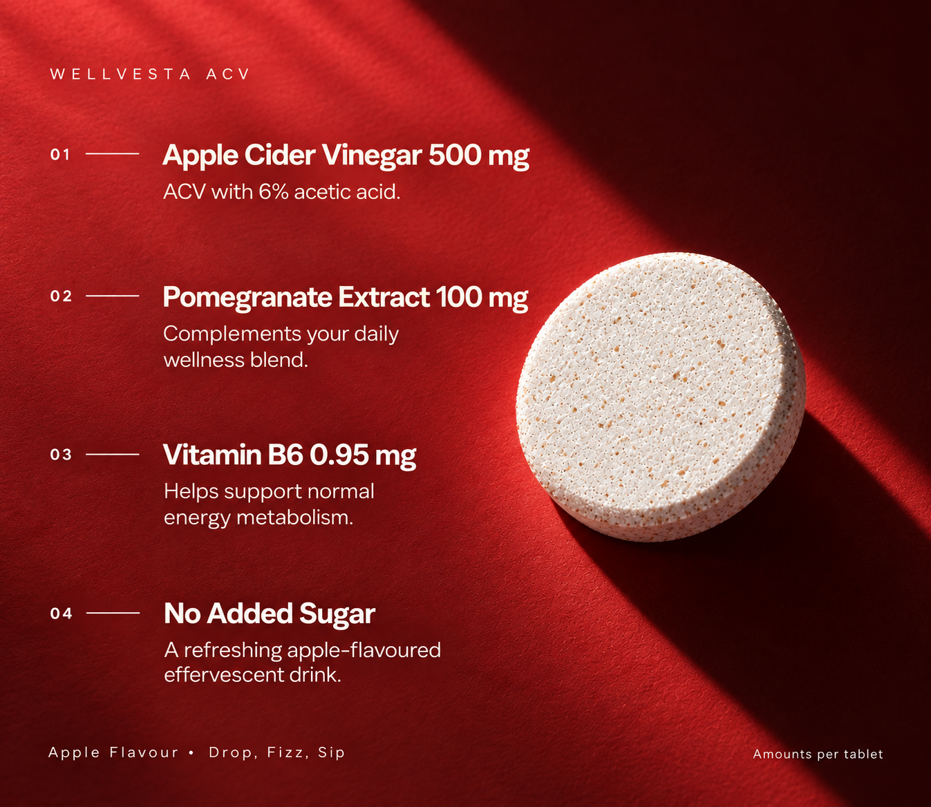 Wellvesta ACV effervescent tablet with pomegranate and vitamin B6